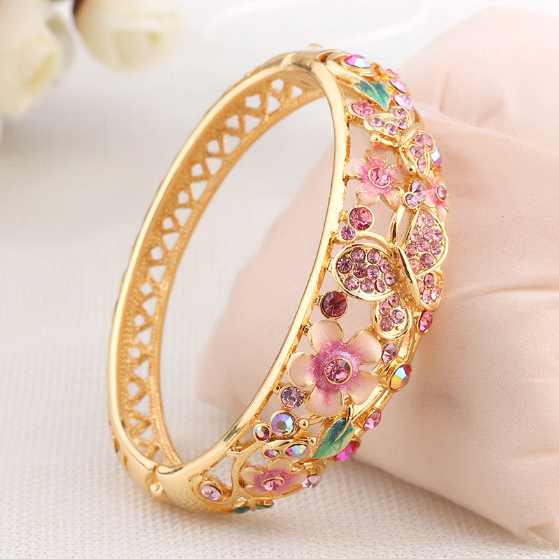 Wholesale Authentic Cloisonne Butterfly Bracelet, High-end Cut Out Diamond Crystal Bracelet, Business Gift