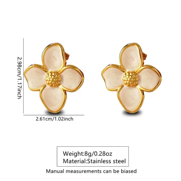 Wholesale 304 Stainless Steel Plastic Flower Electroplating PVD Coated Stone-Free 18K Gold Plated Imitation Gold Golden Plated Casual Elegant Cute Snake Chain Multicolor-Golden Yellow Earrings Necklace Jewelry Set