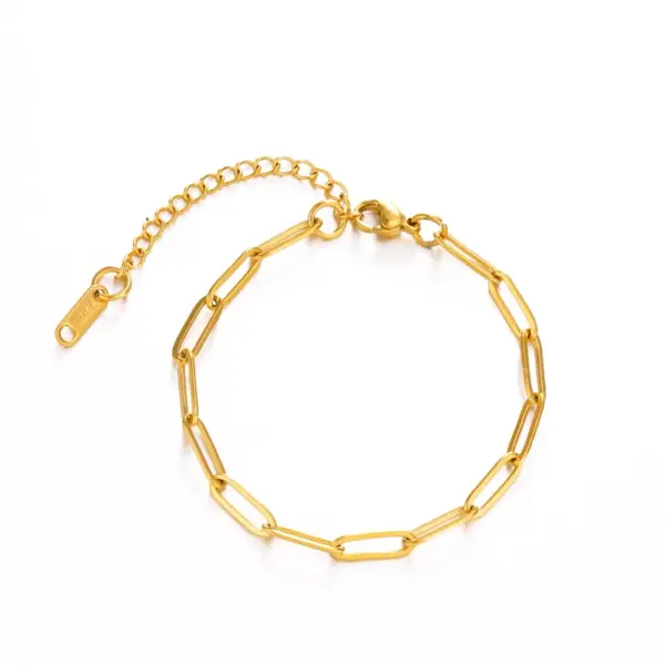 oly-9bde56da072c91afefdf1b9623b4f590 Wholesale 304 Stainless Steel Solid Color Ion Plating (IP) 18K Gold Plated Simple Style IG Style Waterproof Non Tarnish Cable Chain Gold Chain Bracelet