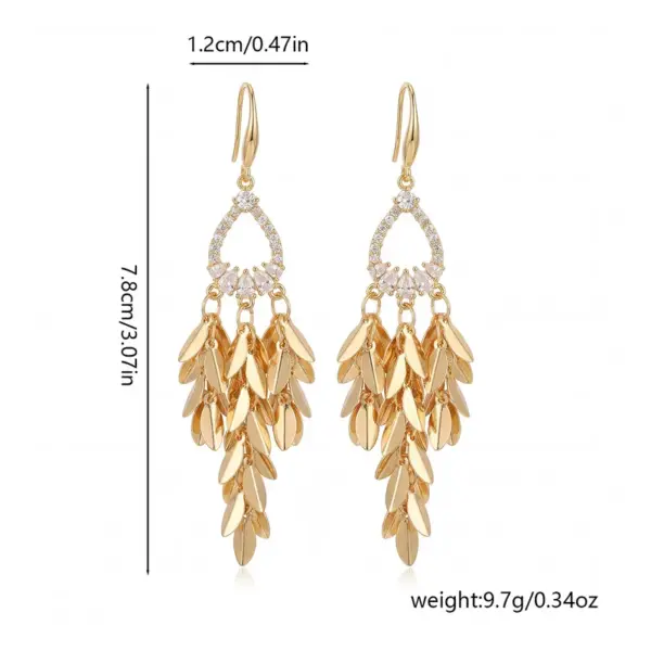 Wholesale Women’s Real Gold Plated Copper Tassel Grain Drop Earrings Featuring Elegant Design