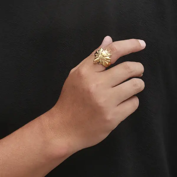 Wholesale 304 Stainless Steel Wolf Head PVD Coated 18K Real Gold Plated Simple Style Waterproof Non Tarnish Polishing Rings
