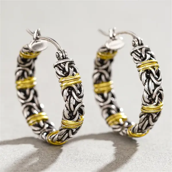 Wholesale Three-dimensional Geometric Earrings For Women In Copper With KC Golden Water Plating And 0.03µm Thickness