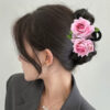 oly-9bfcd1eb8fc835bdaad53f7ee8cc9d29 Wholesale Valentine's Day gift rose one-word hair clip artificial flower hairpin updo hair clip shark clip girl hair accessories