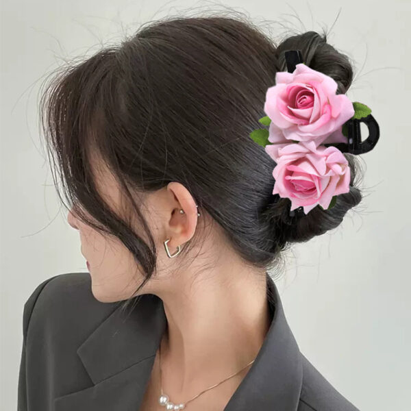 oly-9bfcd1eb8fc835bdaad53f7ee8cc9d29 Wholesale Valentine's Day gift rose one-word hair clip artificial flower hairpin updo hair clip shark clip girl hair accessories