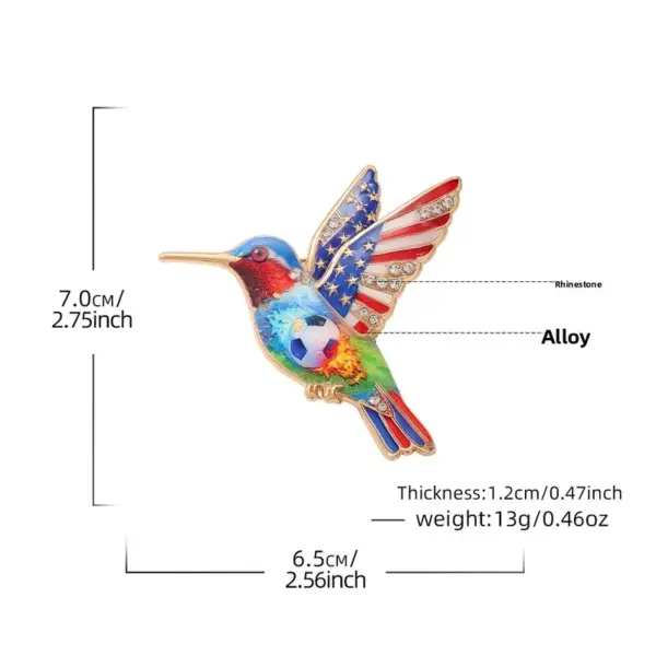 Wholesale Hummingbird Pin In Red Zinc Alloy Featuring Diamond Craftsmanship, Perfect For Independence Day