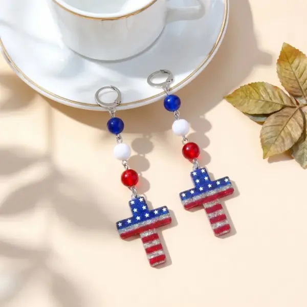 Wholesale Handmade Ethnic Style Acrylic Cross Earrings With 304 Stainless Steel Ear Pins For Women