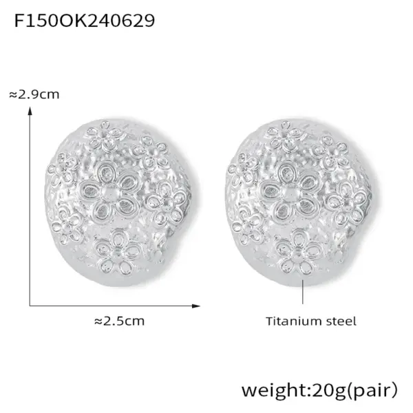 Wholesale PVD Coated Real Gold Plated 18K Gold Round Oval Flower 304 Stainless Steel Simple Style Classic Style Waterproof Non Tarnish Ear Studs