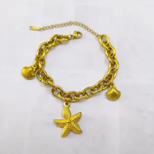 2 [Ae19] Starfish Shell Bracelet / Gold