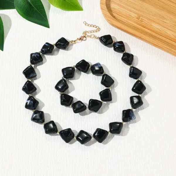 Wholesale Geometric Jewelry Set For Women Featuring Electroplated 304 Stainless Steel With KC Golden Plated Finish And Cable Chain