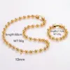 Wholesale AML Trendy Hip-Hop 304 Stainless Steel 10mm Round Bead Chain 18k Gold Plated Bracelet Necklace Set