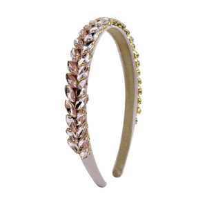 Pink leaf crystal headband