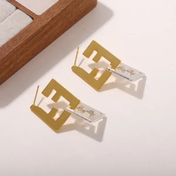 Wholesale Hypoallergenic Letter Drop Earrings For Women With 0.03µm KC Golden Plated Copper And UV Plating