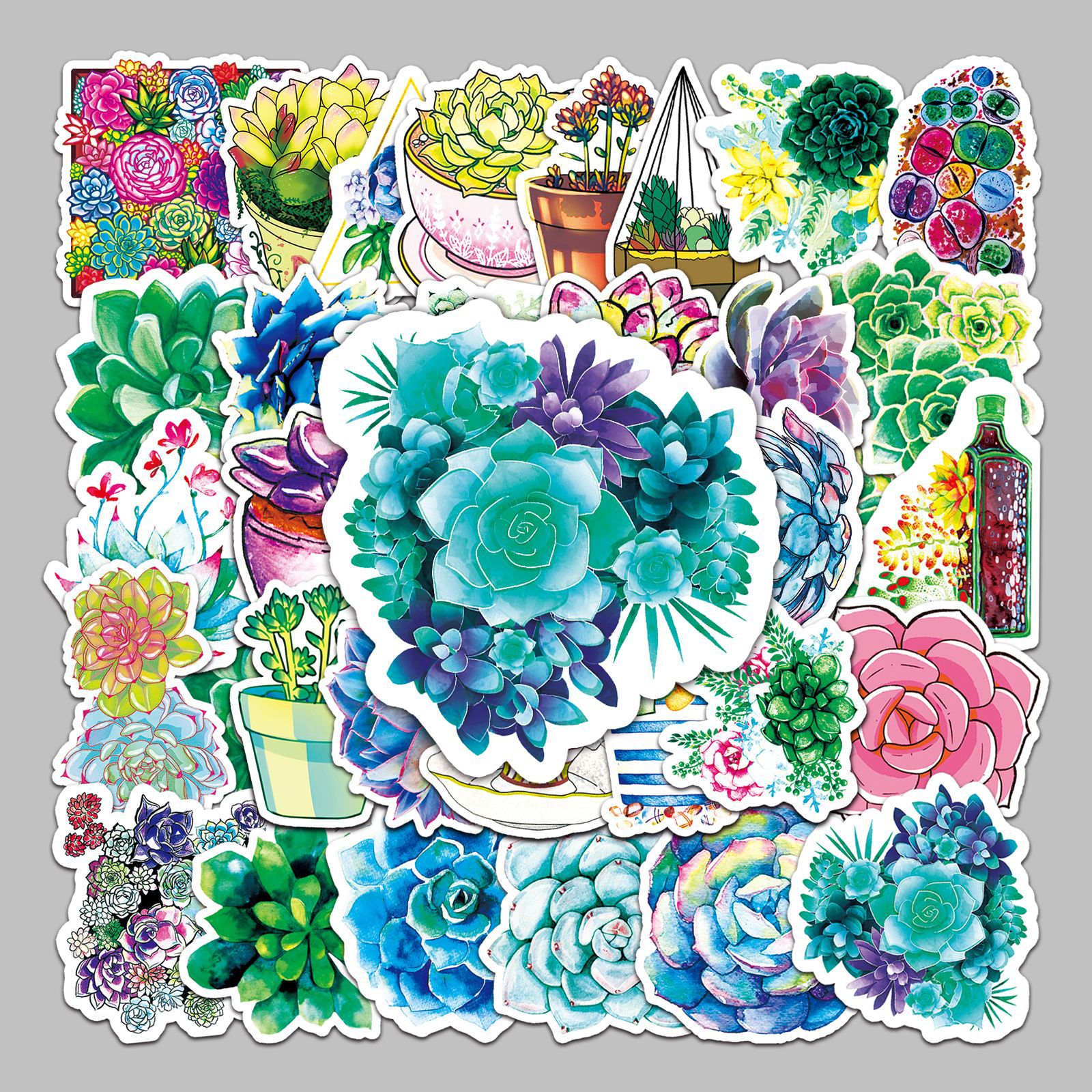 Wholesale 50 Fleshy Green Plant Cartoon Ins Wind Decorative Stickers Luggage Scooter Helmet Car Motorcycle Stickers