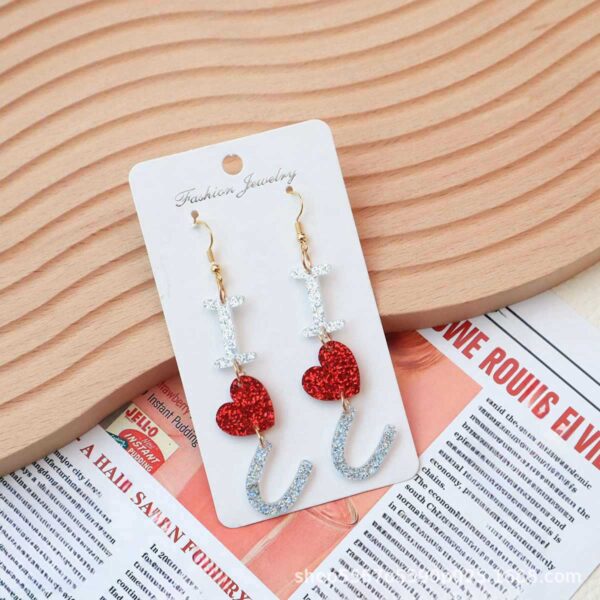 Wholesale Valentine's DayJewelry  Glitter Letter LOVE Love Earrings Acrylic LOVE