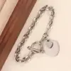 Wholesale 304 Stainless Steel Plastic Heart Shape Ion Plating (IP) Artificial Rhinestones 18K Gold Plated Simple Style Waterproof Non Tarnish Inlay Regular Chain Lobster Trigger Clasp Closure Rose Gold Multicolor-Golden Yellow Silver Bracelets