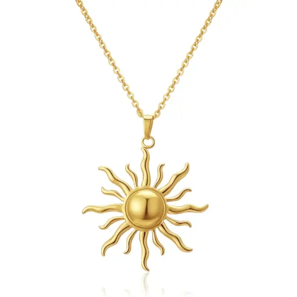 Wholesale 18K Gold Plated Titanium Steel Link Chain Necklace Exaggerated Heart Sun Stainless Steel Women's Fashion Jewelry Accessory