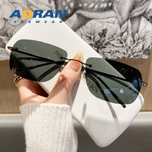 Wholesale Polarized Sunglasses for Men, New Fashion, Ultra-Light Sunglasses for Driving, High-End Frameless Edge-Cut Sunglasses