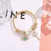 Wholesale Yunhui DIY Stainless Steel Gold Handmade Bracelet With Diamond Key Pendant Crystal Beads For Women Adjustable Clasp