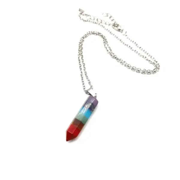Wholesale Natural Crystal Mosaic Hexagonal Column Pendant Necklace Wedding Ethnic Style Alloy Geometric Pattern Leaf Design For Women