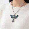 Wholesale Electroplated alloy cross necklace, retro dark style, angel subculture long sweater chain, clavicle chain