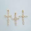 Wholesale Copper necklace with cross pendant, gold-plated copper with micro-set zircon, clavicle chain pendant