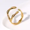 Wholesale PVD Coated Real Gold Plated 18K Gold Geometric 304 Stainless Steel Simple Style Waterproof Non Tarnish Open Rings