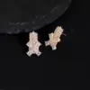 Wholesale 1 Pair Glam Romantic Flower Inlay Copper Zircon Ear Studs