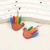 Wholesale Thanksgiving Turkey Feather Acrylic Earrings Women's Fashion Colorful Animal Ear Jewelry Handmade Craft Holiday Style