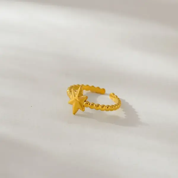 Wholesale Ion Plating (IP) 18K Gold Plated Star Moon 304 Stainless Steel Simple Style Classic Style Waterproof Non Tarnish Open Rings