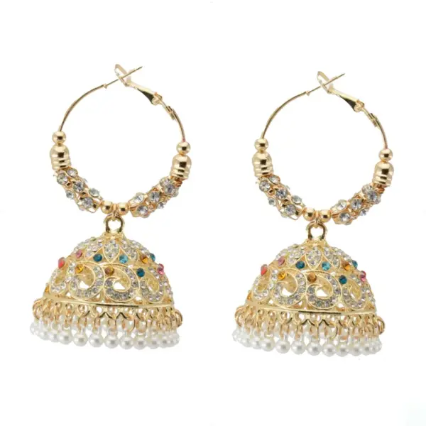 Wholesale Bohemian Style Colorful Diamond Embedded Earrings Women's Fashion Jewelry Alloy Geometric Pattern Sweet Cool Style Ear Jewelry