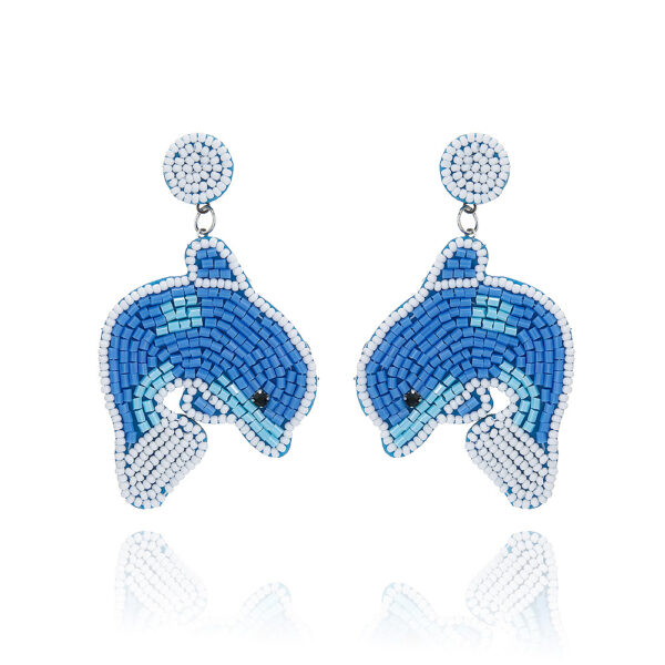 Wholesale Personality Sea Turtle Dolphin Starfish Jellyfish Rice Bead Earrings Bohemian Style Holiday Earrings
