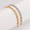 Wholesale AML Hot Sale Shiny Diamond Hollow Pig Nose 304 Stainless Steel 18K Gold Plated Couple Bracelet