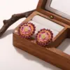 Wholesale Hypoallergenic Flowers Stud Earrings For Women In Copper With KC Golden Plated UV Plating And 0.03µm Thickness