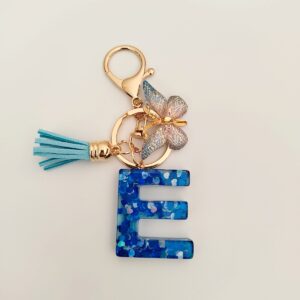 Blue letter keychain pendant/E