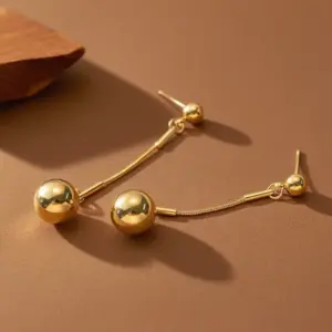 E0266-Ball Tassel-Earrings- Gold