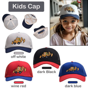 Wholesale Cross-border hot sale children's baseball cap European and American cartoon excavator embroidery mesh cap boys and girls curved brim peaked cap