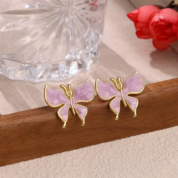 Wholesale Elegant Miniature Butterfly Drop Earrings Women's Stylish Fashion Spring Summer New Arrival Colorful Oil Drip Jewelry Accessories