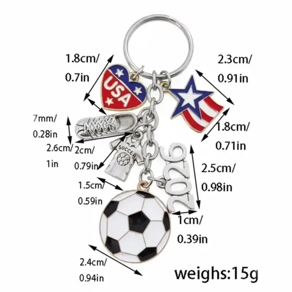 Wholesale Backpack Pendant Oil Drop Mini Football Keychain Pendant American Flag Alloy Handmade Football Enthusiast