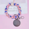 Wholesale Unisex American Flag Wooden Beads Bracelet Keychain In Coffer Color, Perfect For Travel