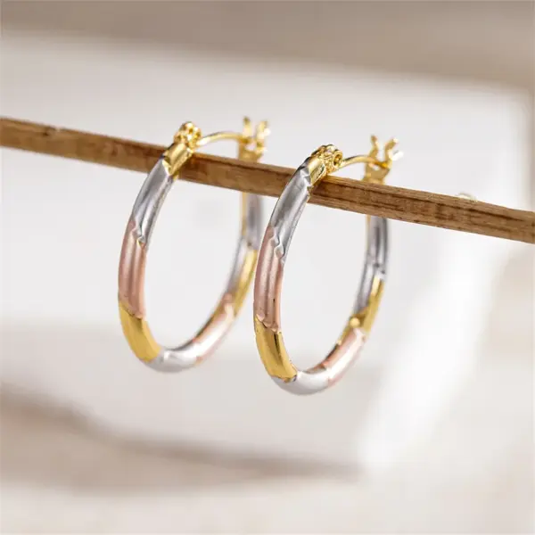 Wholesale Three-dimensional Geometric Earrings For Women In Copper With KC Golden Plated Water Plating And 0.03µm Thickness