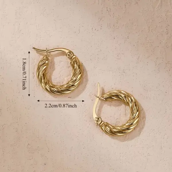 Wholesale Round Hypoallergenic Earrings In 304 Stainless Steel With 18K Real Gold PVD Coated Plating, 0.03µm Thickness, Unisex