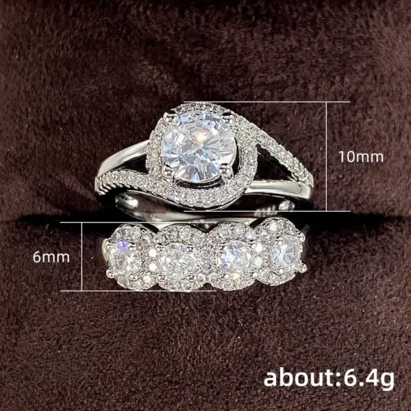 Wholesale Lady Geometric Copper Inlay Zircon Rings
