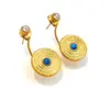 Wholesale Waterproof Non Tarnish Circle Stud Earrings For Women, 304 Stainless Steel With 18K Real Gold Plated PVD Coating And Rhinestones Inlay