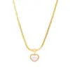 Wholesale Sweet Heart Shape Butterfly Bow Knot Titanium Steel Inlay Artificial Pearls Rhinestones Pendant Necklace 1 Piece