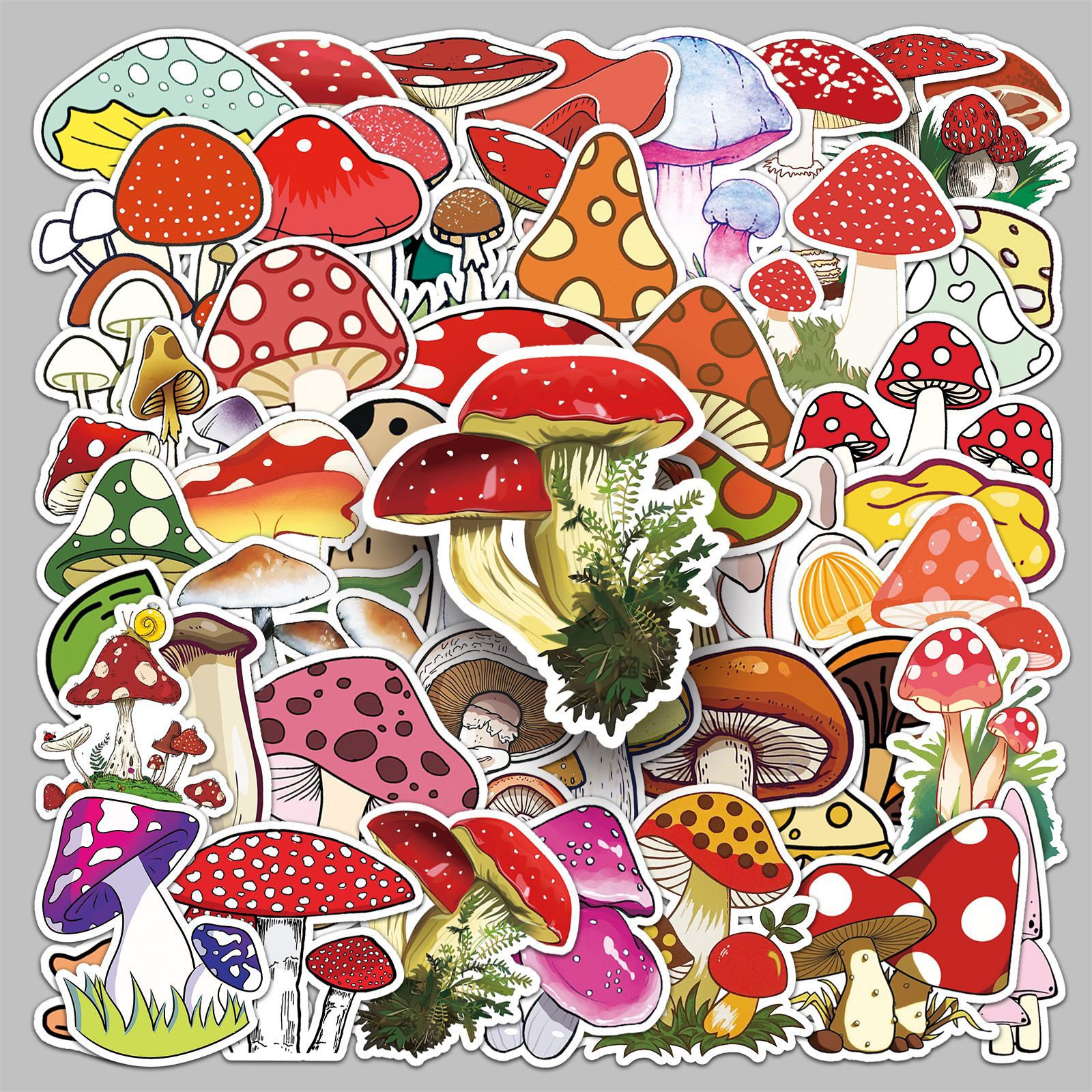 Wholesale 50 sheets Cartoon Mushroom Personality DIY Graffiti Stickers Luggage Laptop Scooter AliExpress Stickers