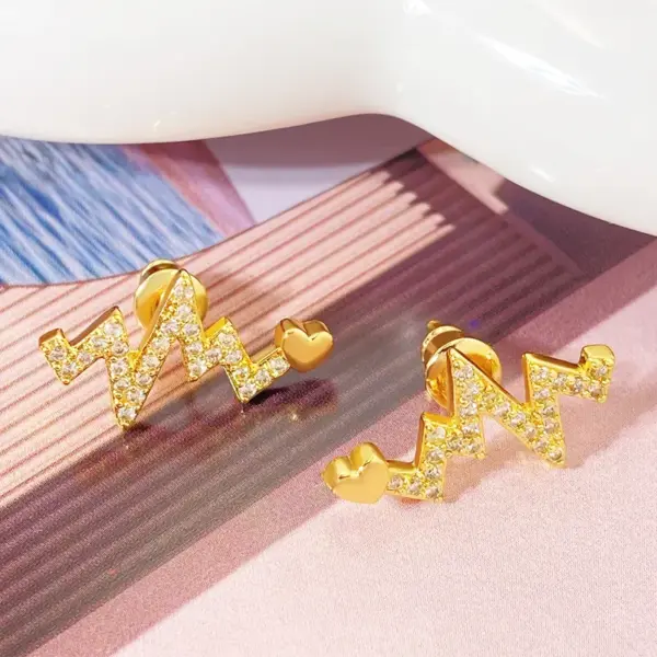 Wholesale 1 Pair Romantic Sweet Streetwear Geometric Inlay Copper Zircon 18K Gold Plated K Gold Plated Silver Plated Copper Earrings