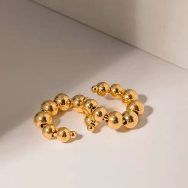 Wholesale PVD Coated Real Gold Plated 18K Gold Solid Color 304 Stainless Steel Simple Style Waterproof Non Tarnish Ear Cuffs