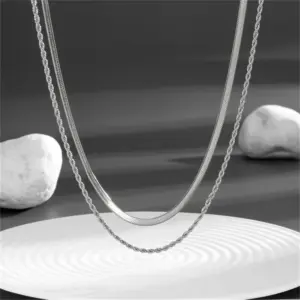Silver Necklace Flat Hemp Flowers Chain