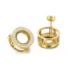 Wholesale PVD Coated 18K Gold Plated Round Stainless Steel Simple Style Waterproof Non Tarnish Ear Studs