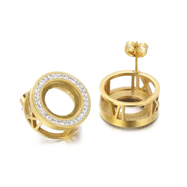 Wholesale PVD Coated 18K Gold Plated Round Stainless Steel Simple Style Waterproof Non Tarnish Ear Studs